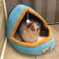 Pet Dog Cat  Warm Soft Bed Pet Cushion Dog Kennel Cat Castle Foldable Puppy House with Toy Ball, Size:S(Pink)