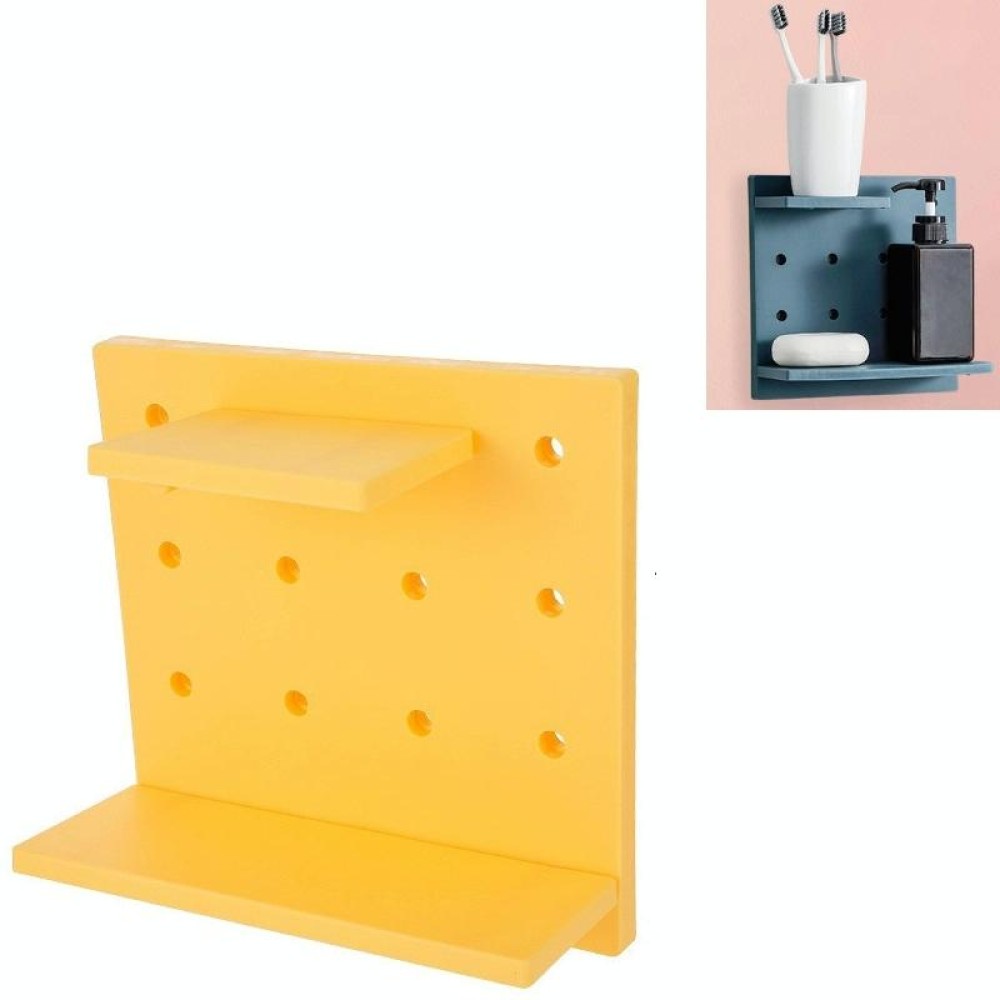Punch-Free Household Small Storage Racks For Kitchen & Bathroom Wall Finishing Racks(Yellow)