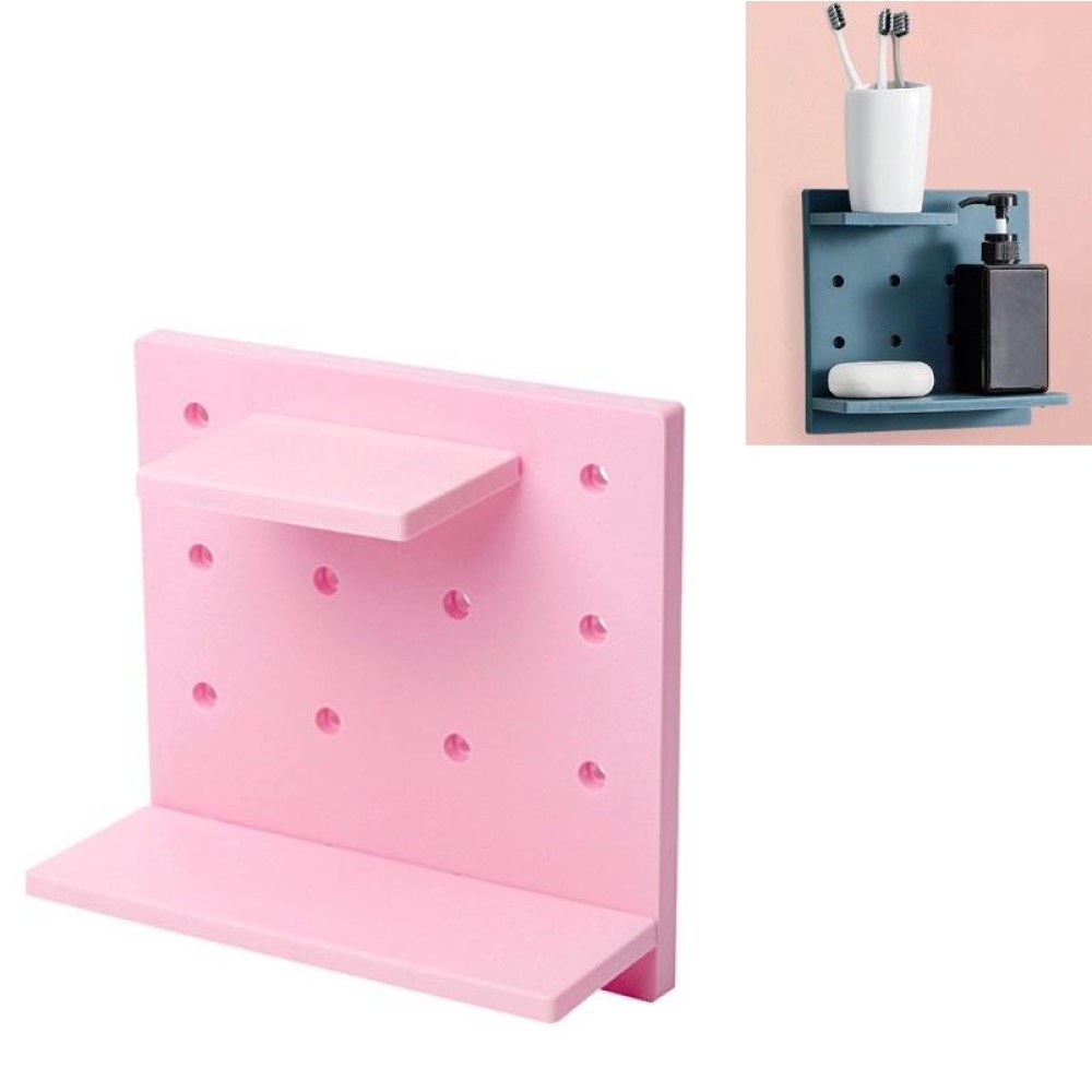 Punch-Free Household Small Storage Racks For Kitchen & Bathroom Wall Finishing Racks(Pink)
