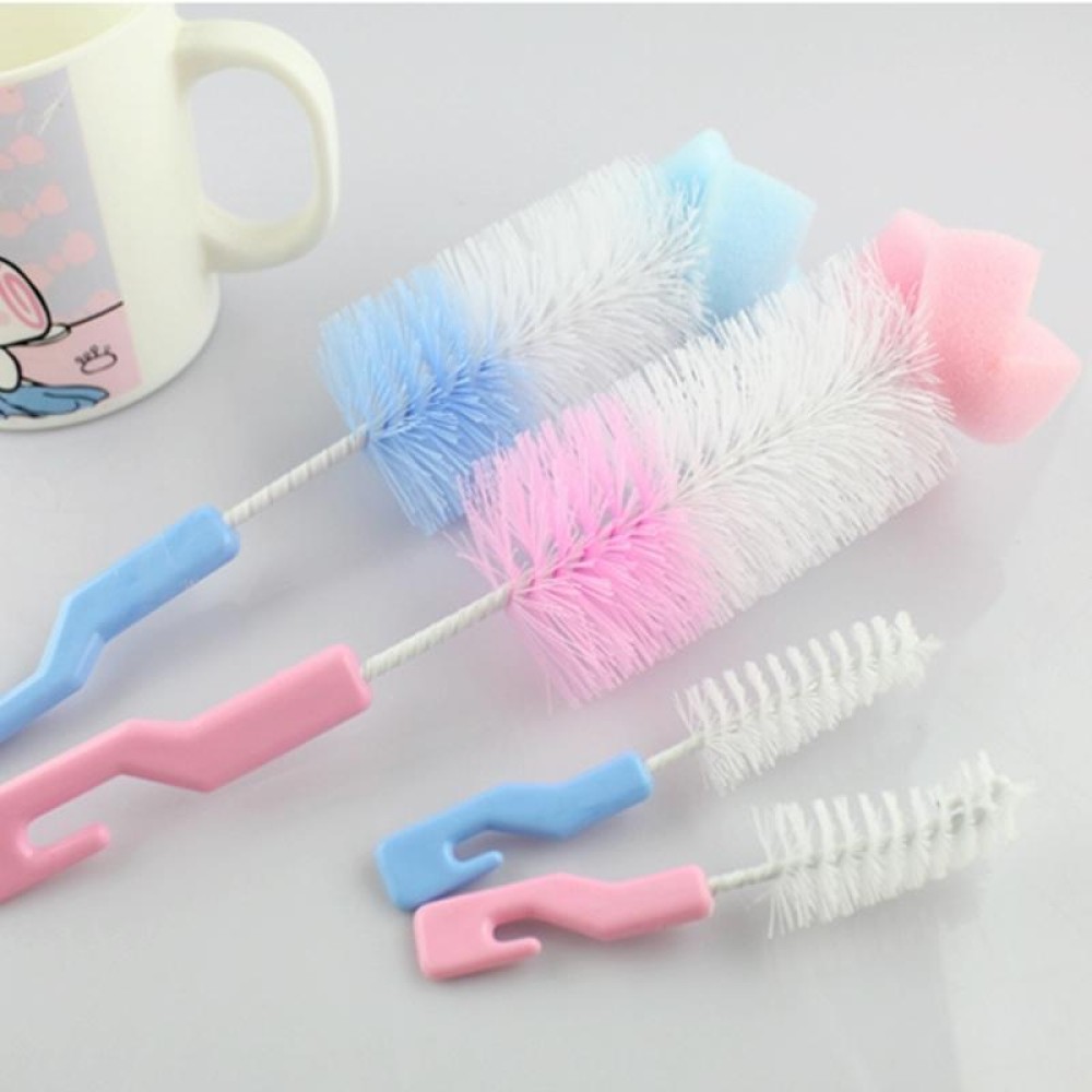 2 Sets Baby Nipple Milk Bottle Cup 360 Degree Sponge Cleaner Pacifier Brush, Random Color Delivery