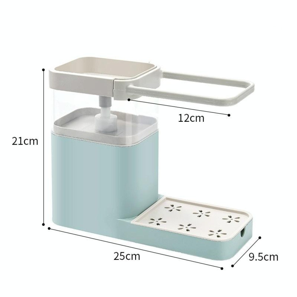 Multifunctional Dishwashing Brush Push-Type Detergent Automatic Liquid Box Sink Shelf(Green)