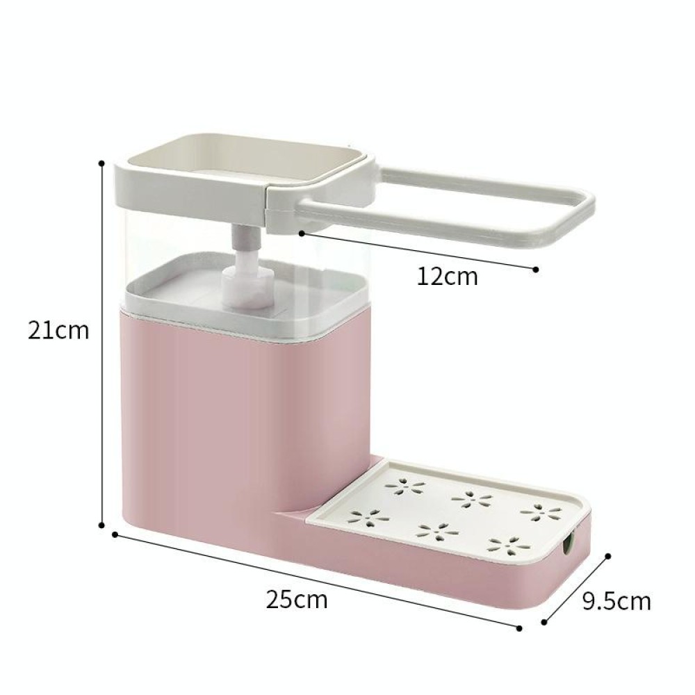 Multifunctional Dishwashing Brush Push-Type Detergent Automatic Liquid Box Sink Shelf(Pink)