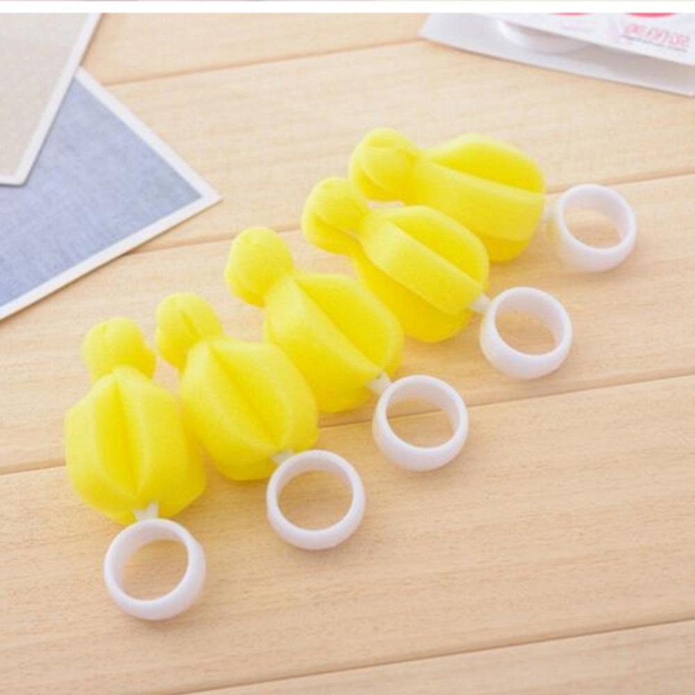 5 PCS 360 Degree Rotating Sponge yellow Baby Nipple Brush Babies Teat Cleaning Feeding Bottle Brushes Infant Pacifier Cleaner