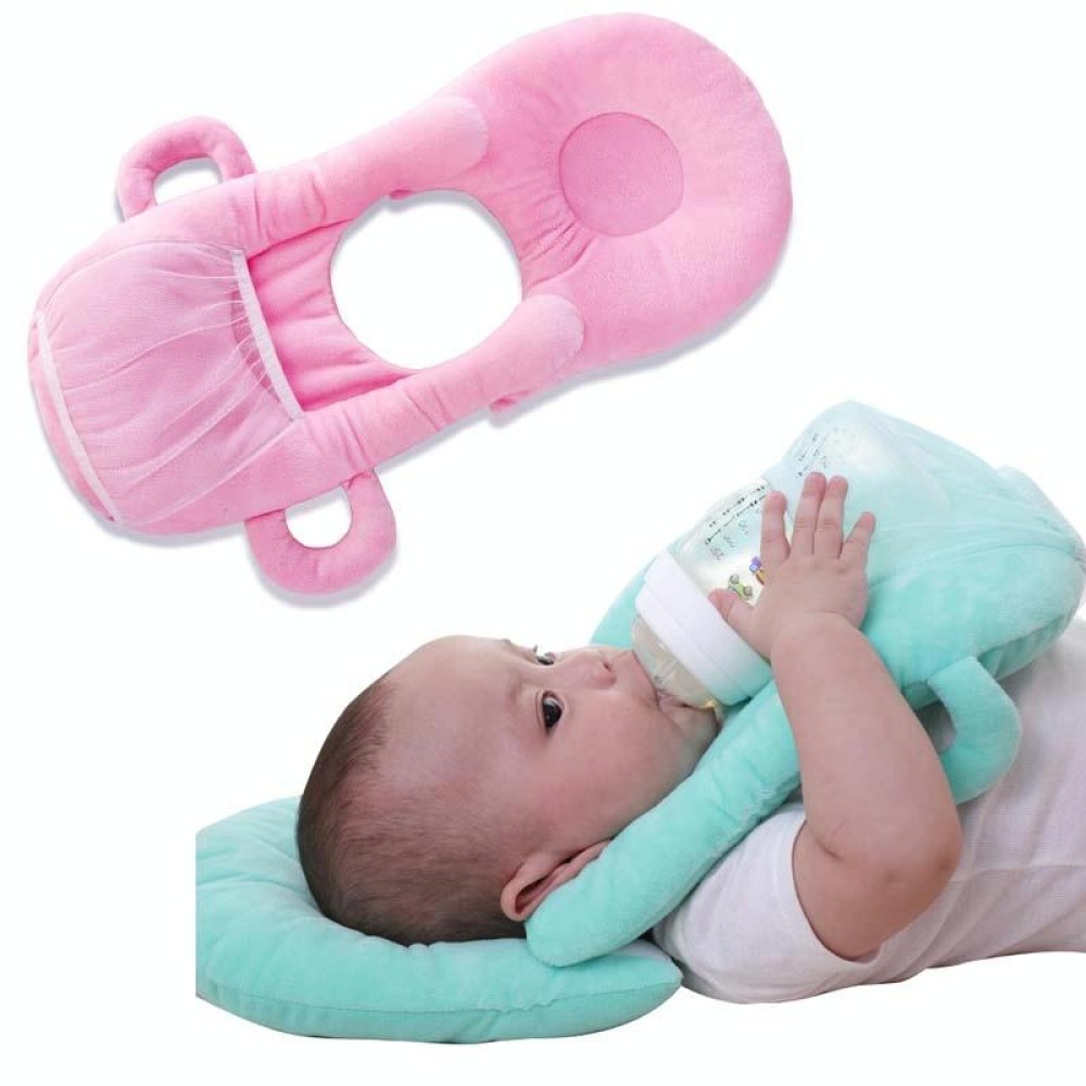 Infant Baby Bottle Rack Free Hand Bottle Holder Cotton Baby Milk Bottle Feeding Learning Nursing Pillow Cushion(Pink)