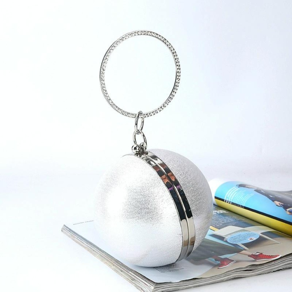 Spherical Dinner Bag Simple Personality Round Ball Evening Bag Ladies Pu Banquet Bag Makeup Clutch Bag(Silver)
