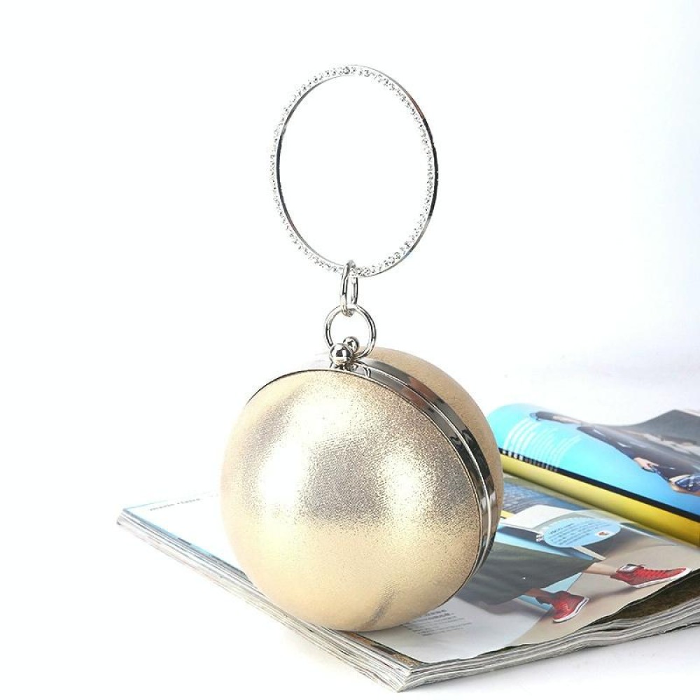 Spherical Dinner Bag Simple Personality Round Ball Evening Bag Ladies Pu Banquet Bag Makeup Clutch Bag(Gold)