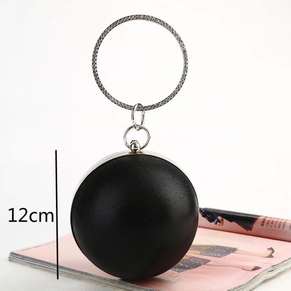Spherical Dinner Bag Simple Personality Round Ball Evening Bag Ladies Pu Banquet Bag Makeup Clutch Bag(Black)