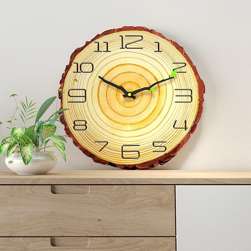 12 Inches Wood Grain Annual Ring Quartz Silent Clock Wall Clock, Style:MW012-12 (28x30 cm)