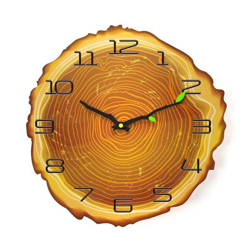 12 Inches Wood Grain Annual Ring Quartz Silent Clock Wall Clock, Style:MW013-12(28x30 cm)