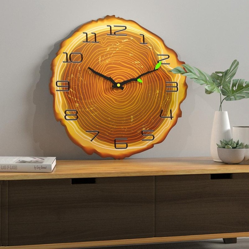 12 Inches Wood Grain Annual Ring Quartz Silent Clock Wall Clock, Style:MW013-12(28x30 cm)