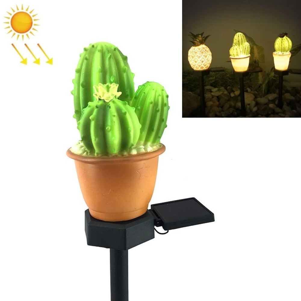 Solar Outdoor Simulation Potted Plants Landscape Lamp LED Courtyard Lawn Light(Three Head Cactus)