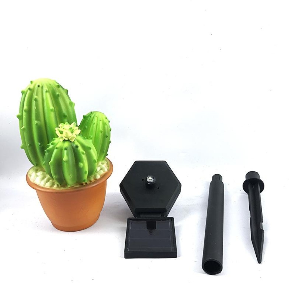 Solar Outdoor Simulation Potted Plants Landscape Lamp LED Courtyard Lawn Light(Three Head Cactus)