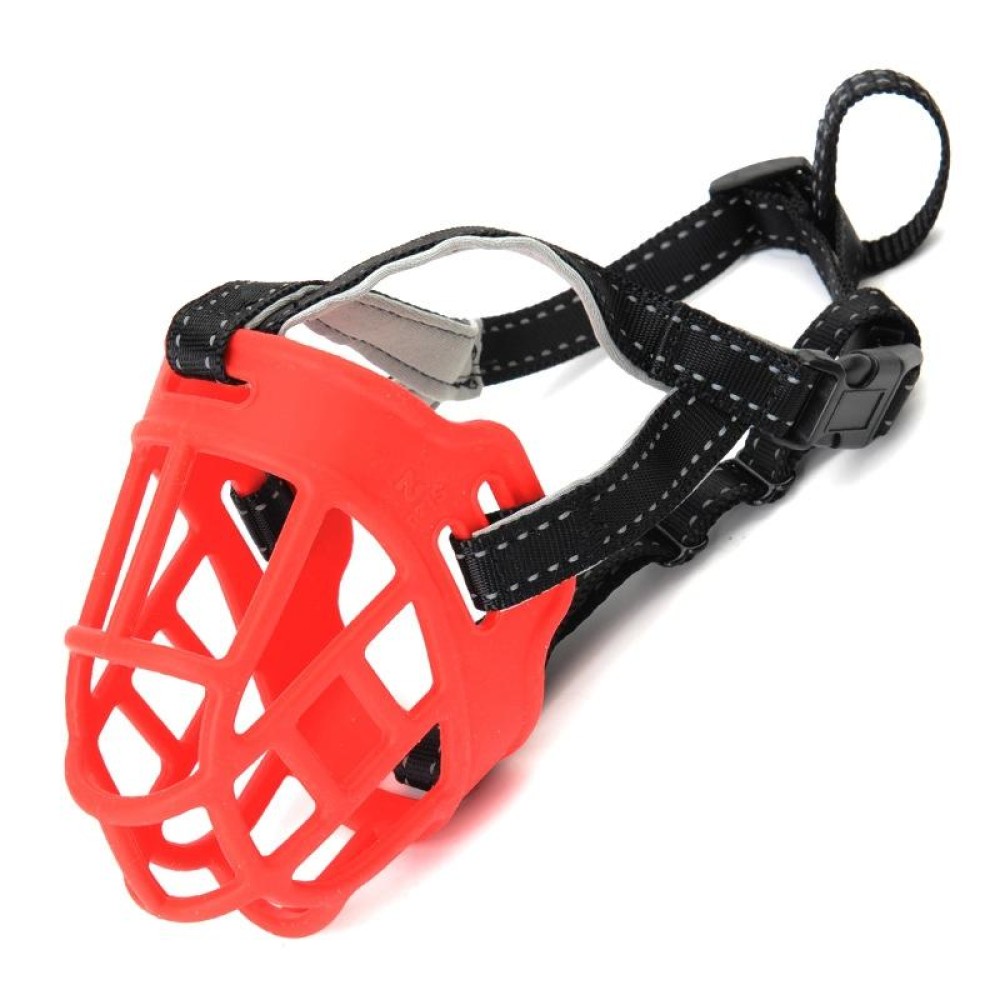Mesh Breathable Silicone Anti-bite and Anti-call Pet Muzzle, Specification: Number 1(Red)