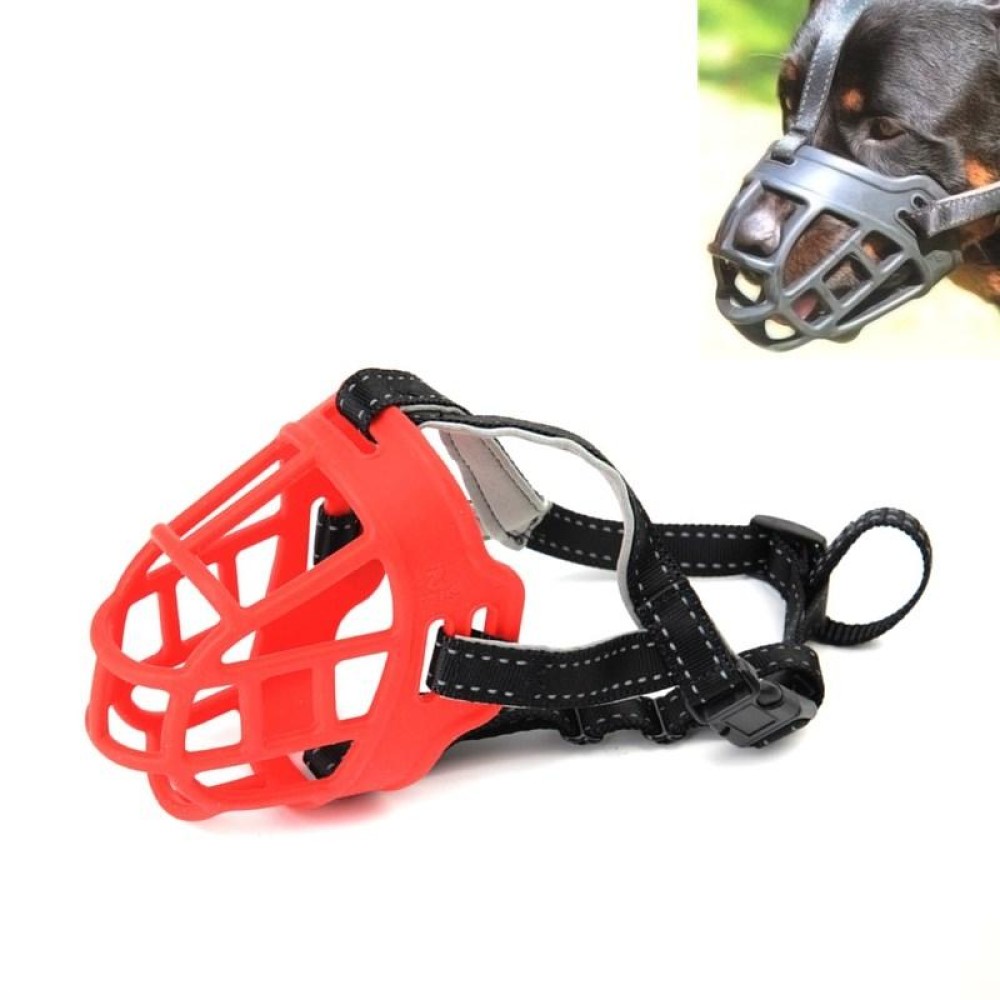 Mesh Breathable Silicone Anti-bite and Anti-call Pet Muzzle, Specification: Number 4(Red)