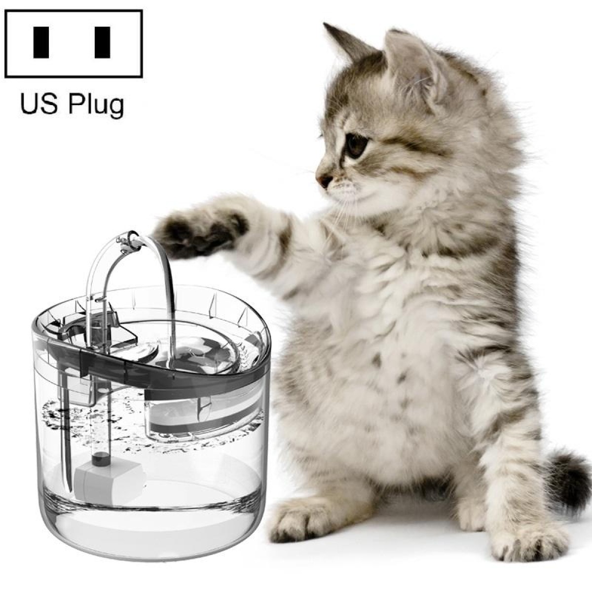 Pet Automatic Circulating Silent And Does Not Leak Electricity Water Dispenser, Specification: US Plug, Style:Transparent Color