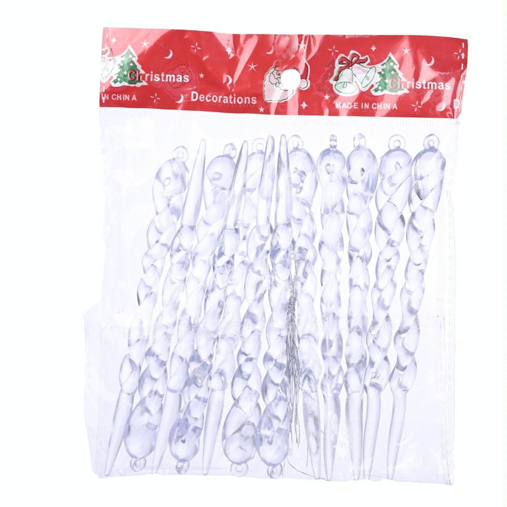 12pcs/bag Christmas Supplies Transparent Ice Bar Pendant Christmas Tree Decoration Thread Pendant