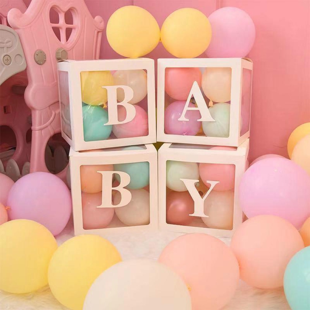 Wedding Birthday Party Decoration Transparent Letter Balloon Box(White Baby)