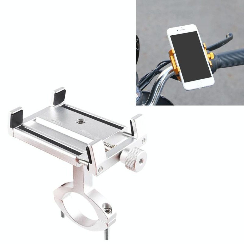 2 PCS Aluminum Alloy Bicycle Mobile Phone Holder Motorcycle Mobile Phone Navigation Bracket Electric Motorcycle Hand Rack(Silver (Handlebar Style))