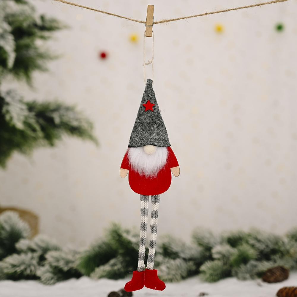 Christmas Ornaments Forest Old Man Doll Pendant(Gray Hat)