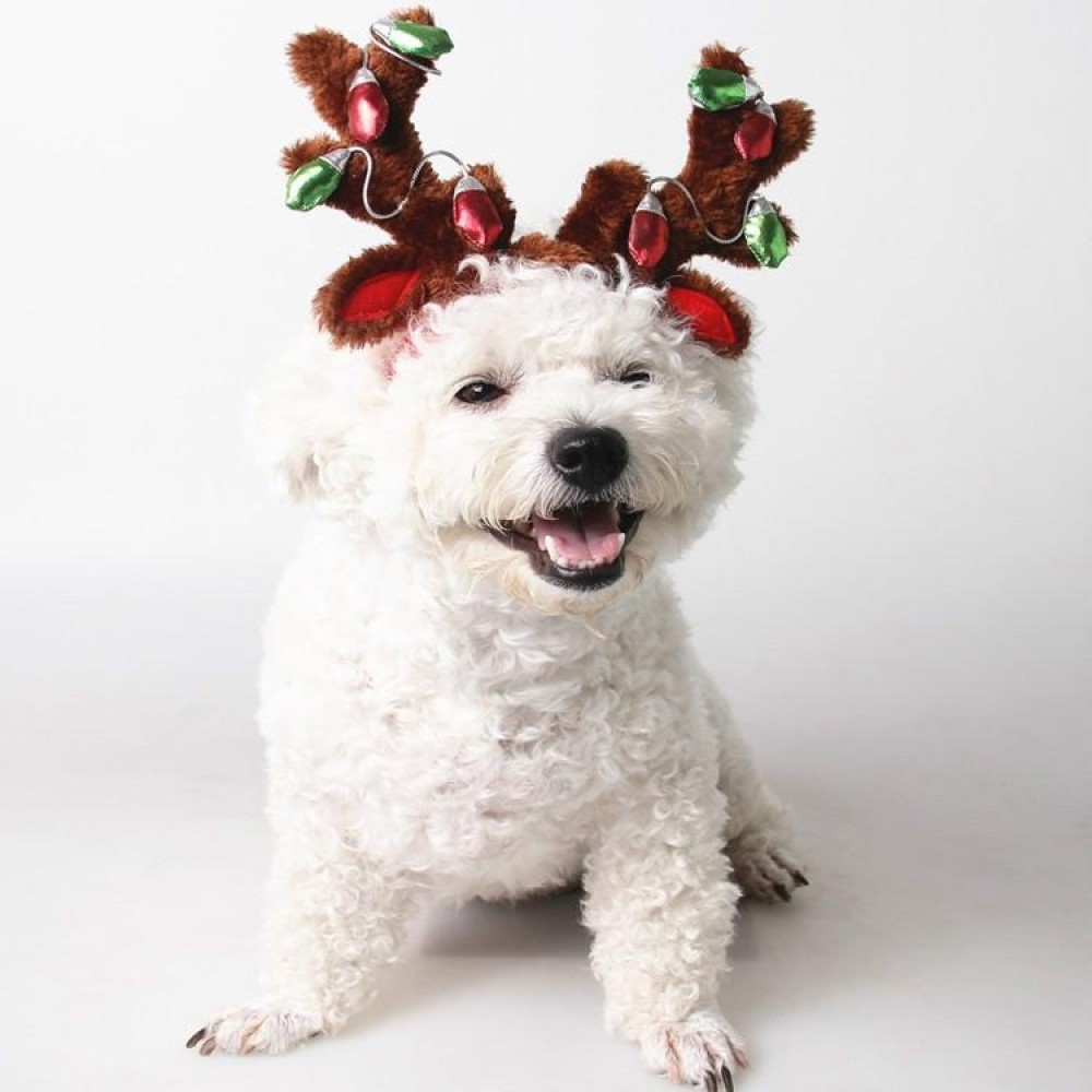 Pet Supplies Puppy Christmas Hat Holiday Jewelry Sequined Antlers, Size: S