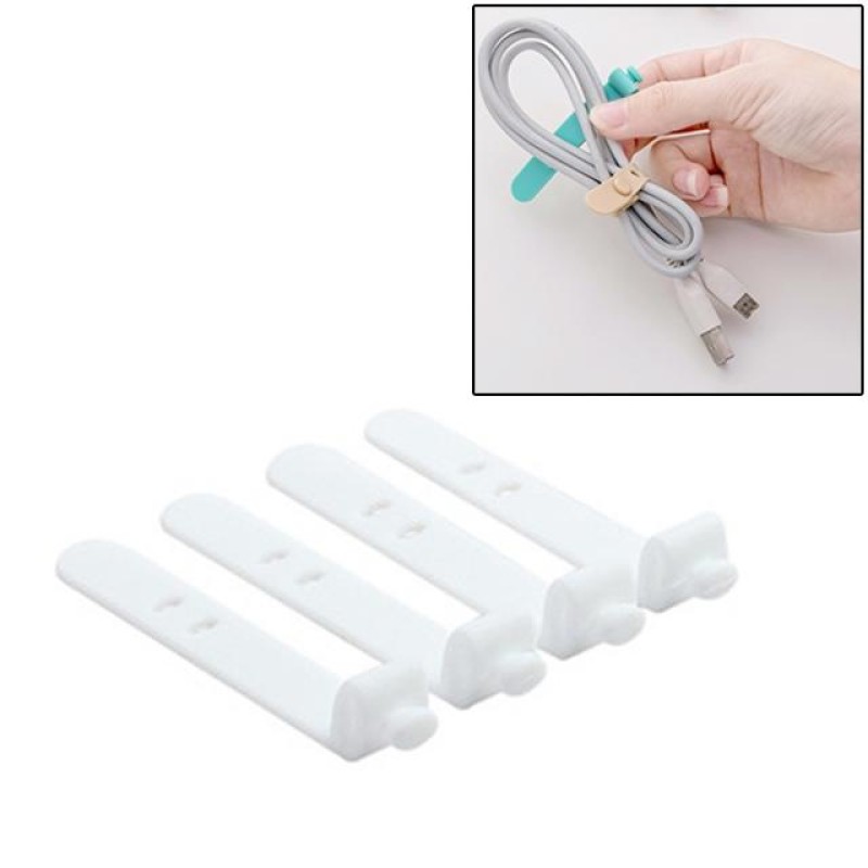 4 PCS Solid Color Cable Winder Organizer Holder Line Fixer Winder(White)