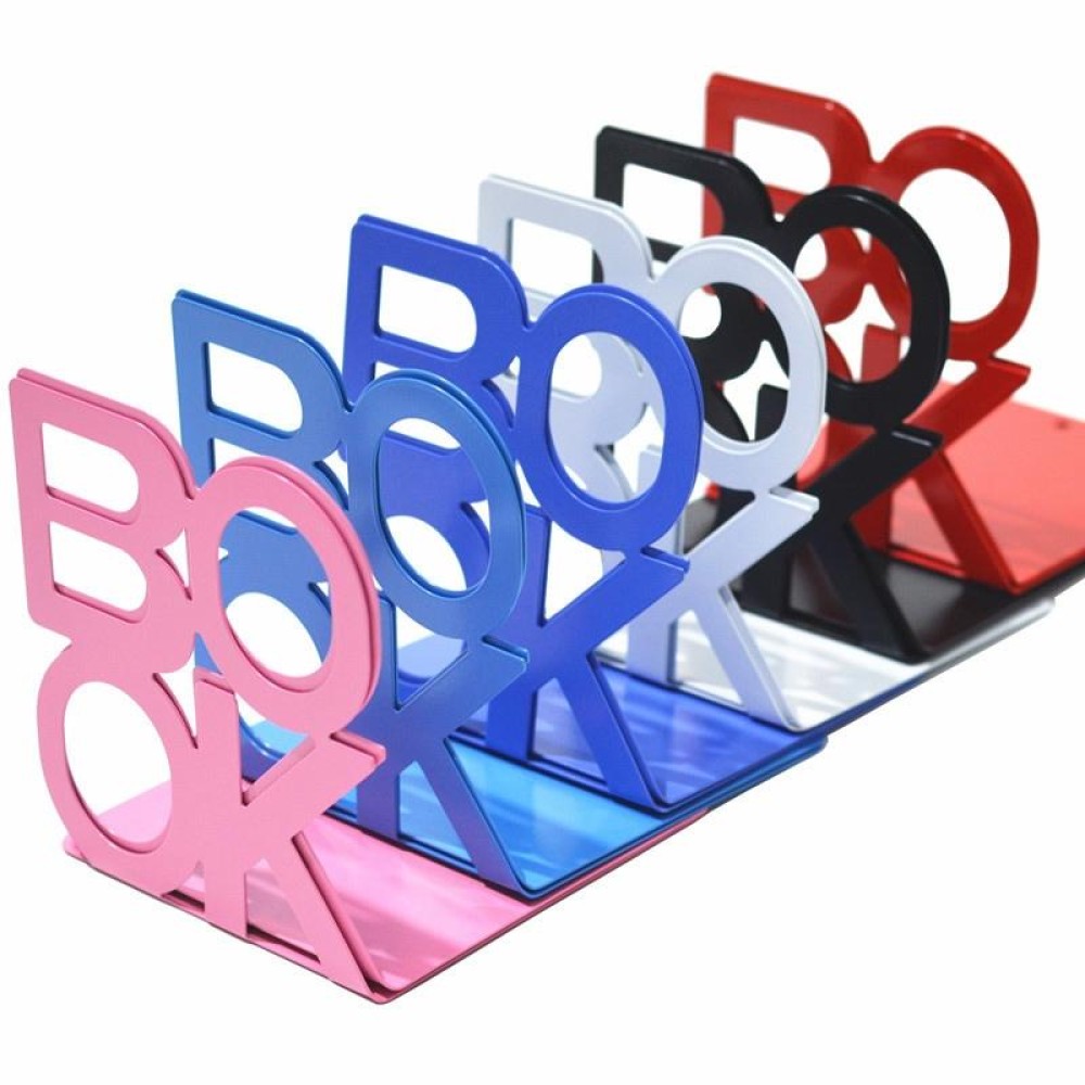 Alphabet Shaped Iron Metal Bookends Support Holder Desk Stands For Books(White)