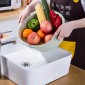Double-Layer Vegetable Washing & Draining Basket Kitchen Fruit & Vegetable Storage Basket( Blue)