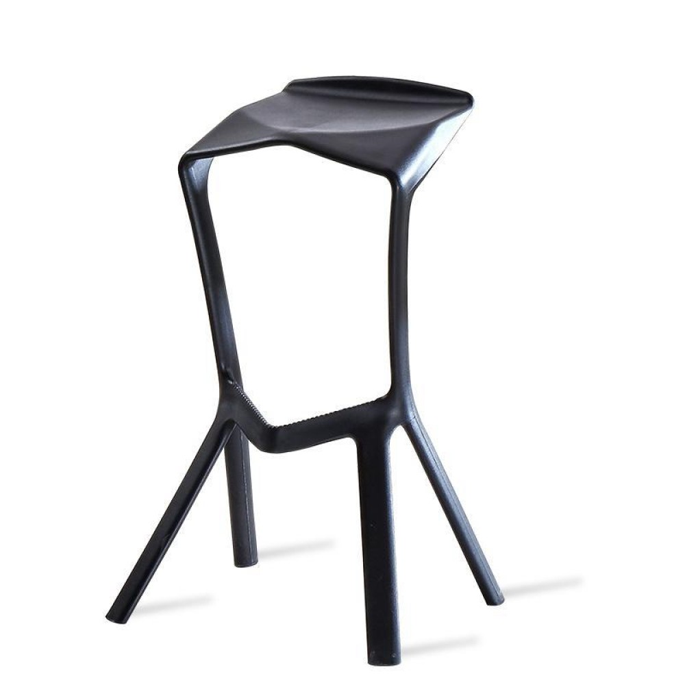 Simple Personality High Bar Stool Plastic Bar Chair Cafe Nordic Geometry Chair(Black)