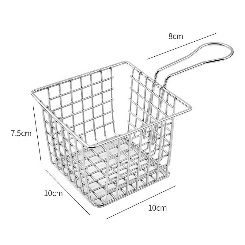 Electroplating Wrought Iron Fries Fried Basket Mini Grid Fried Food Storage Basket, Colour: Chrome(10x10x7.5cm)