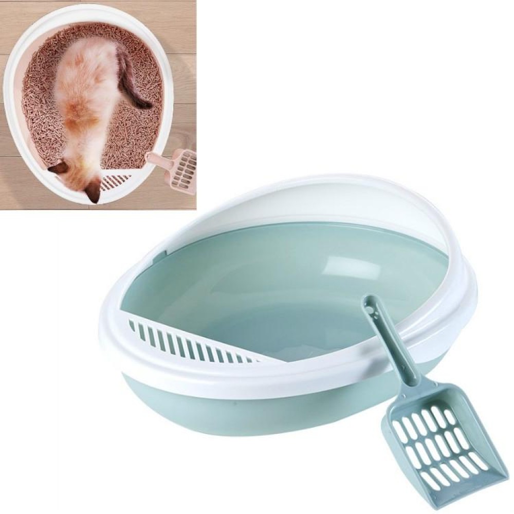Pet Supplies Semi-Enclosed Detachable Splash-Proof Litter Box Cat Toilet with Cat Litter Scoop(Blue)