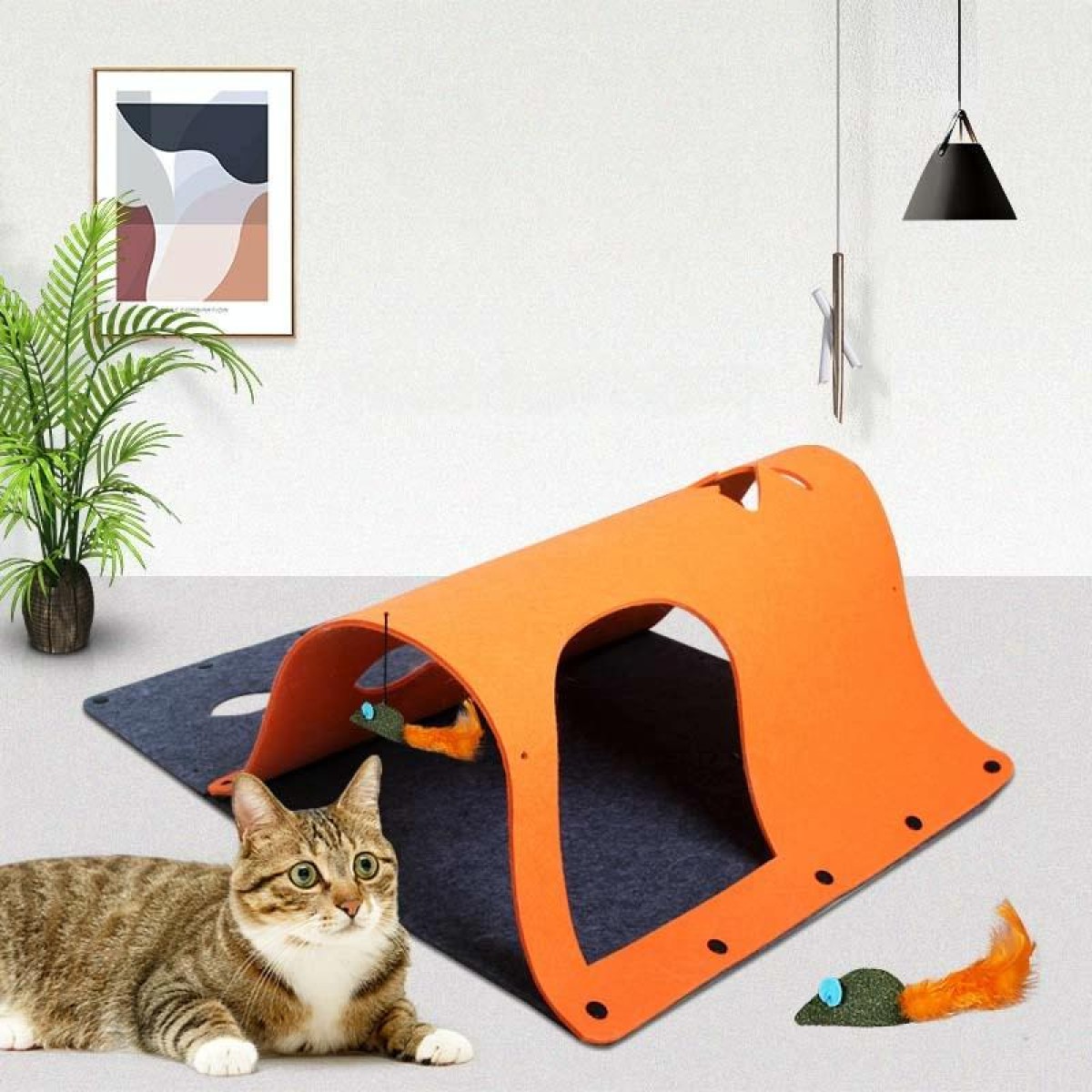 DIY Combination Felt Cat Tunnel Cat Litter, Specification: 52x70cm(Orange)