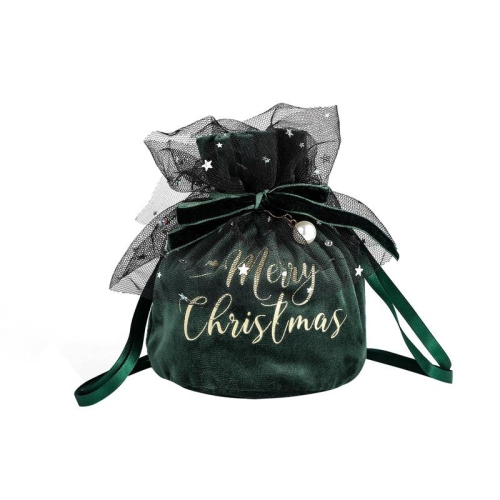 Christmas Velvet Peace Fruit Gift Bag Christmas Decoration Supplies Children Candy Gift Bag(Green)
