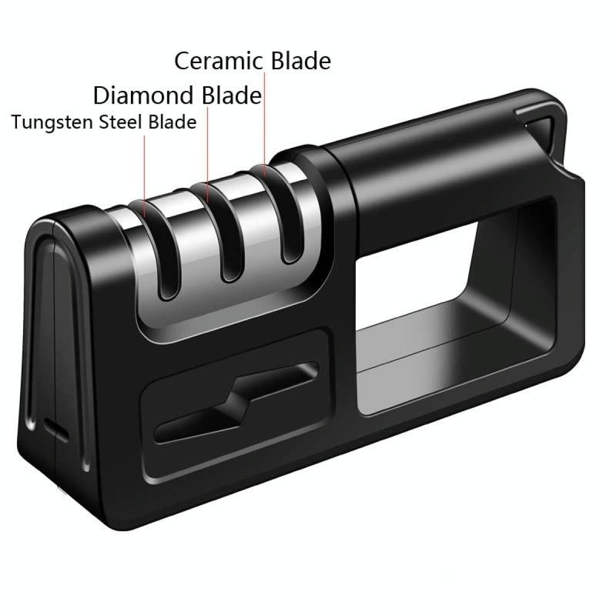 Three-Stage Kitchen Sharpener Multi-Function Kitchen Knife Scissors Sharpening Stone, Specification:Diamond Cutter Head, Color:Black