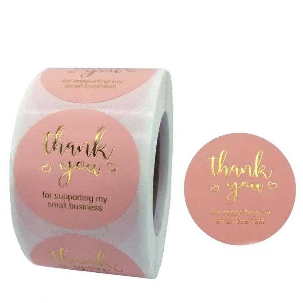 Roll Pink Hot Stamping Thank You Sticker Self-Adhesive Film Sticker  Envelope/Holiday Gift Decoration, Size: 3.8CM/1.5inch(C-06-38)