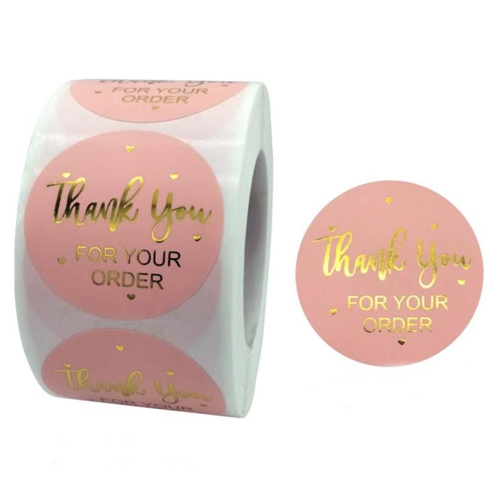 Roll Pink Hot Stamping Thank You Sticker Self-Adhesive Film Sticker  Envelope/Holiday Gift Decoration, Size: 3.8CM/1.5inch(C-07-38)