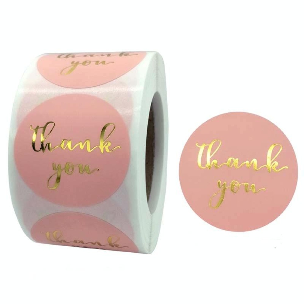 Roll Pink Hot Stamping Thank You Sticker Self-Adhesive Film Sticker  Envelope/Holiday Gift Decoration, Size: 3.8CM/1.5inch(C-09-38)