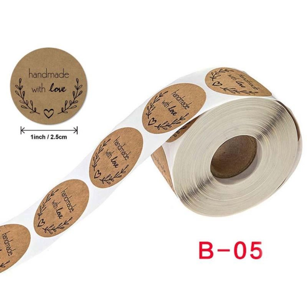 Kraft Paper Sealing Stickers Handmade Baking Labels Holiday Gift Packaging Decoration, Size: 2.5cm/1inch(B-05)