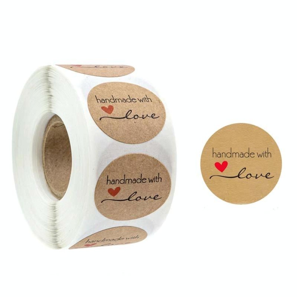 Kraft Paper Sealing Stickers Handmade Baking Labels Holiday Gift Packaging Decoration, Size: 2.5cm/1inch(B-06)