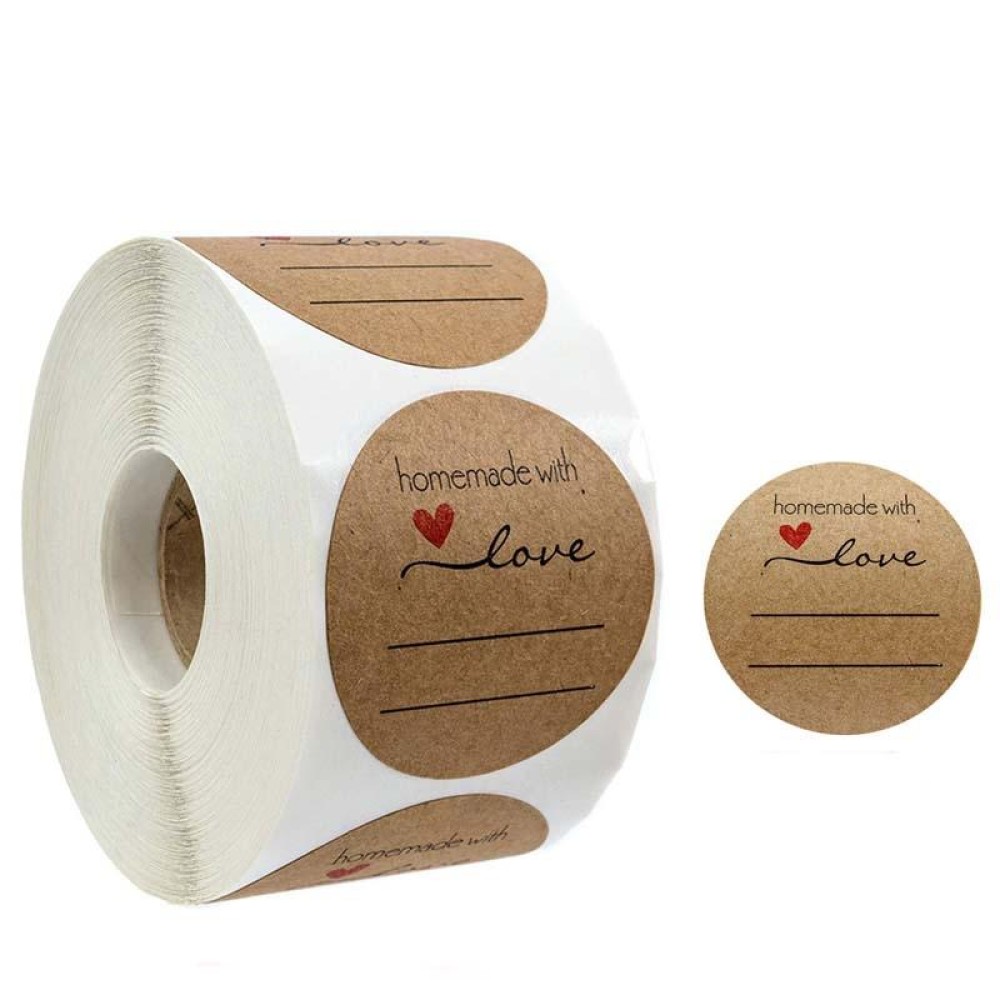 Kraft Paper Sealing Stickers Handmade Baking Labels Holiday Gift Packaging Decoration, Size: 2.5cm/1inch(B-07)