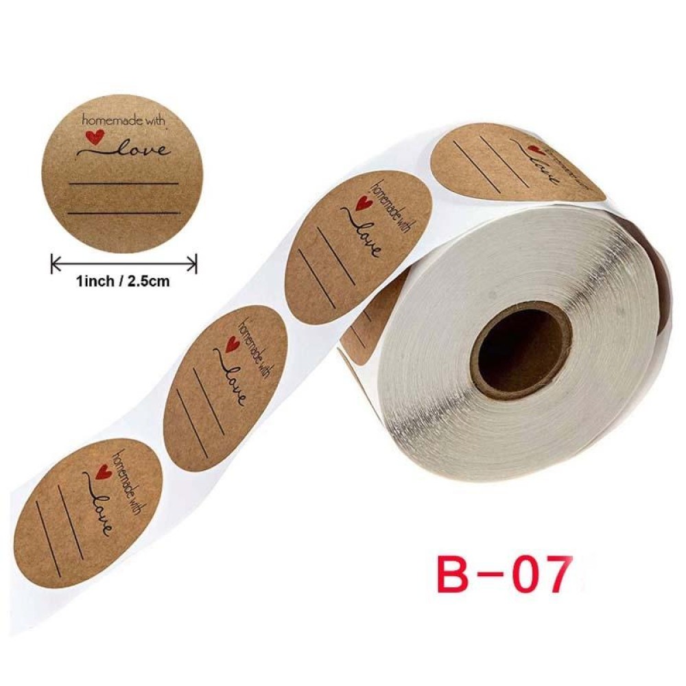 Kraft Paper Sealing Stickers Handmade Baking Labels Holiday Gift Packaging Decoration, Size: 2.5cm/1inch(B-07)