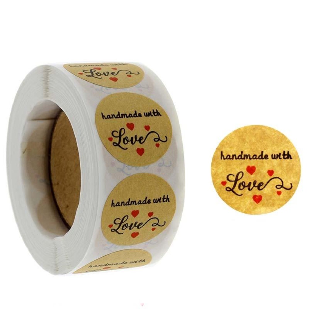 Kraft Paper Sealing Stickers Handmade Baking Labels Holiday Gift Packaging Decoration, Size: 2.5cm/1inch(B-08)