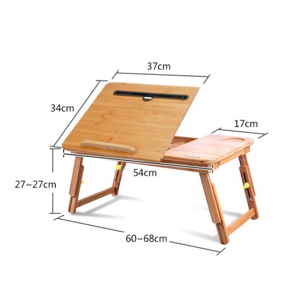 Folding Laptop Desk Bed Card Slot Lifting Type Lazy Computer Desk, Size: Medium (54cm), Style:with Drawer