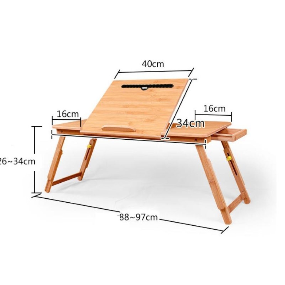 Folding Laptop Desk Bed Card Slot Lifting Type Lazy Computer Desk, Size: Large (72cm), Style:with Drawer