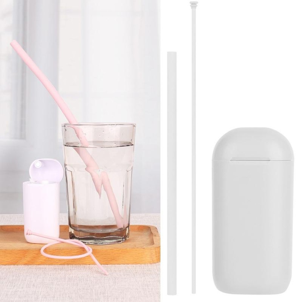 Portable Foldable Collapsible Reusable Silicone Drinking Straw Outdoor Household Drinking Tool, Straw Size: 230x8mm, Sytle:Straight Straw(White)
