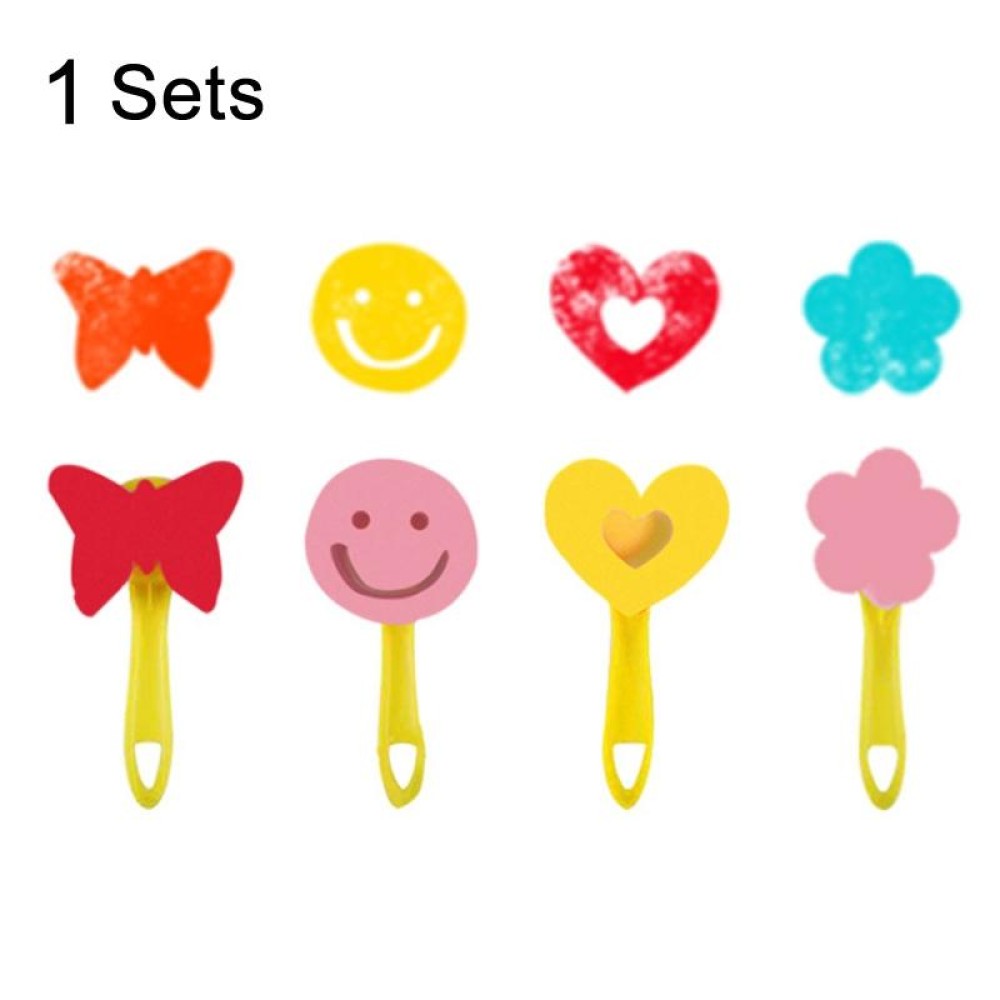 1 Sets Sponge Painting Brush Children Art Painting Seal Tool, Random Style Delivery(4 Yellow Handles)