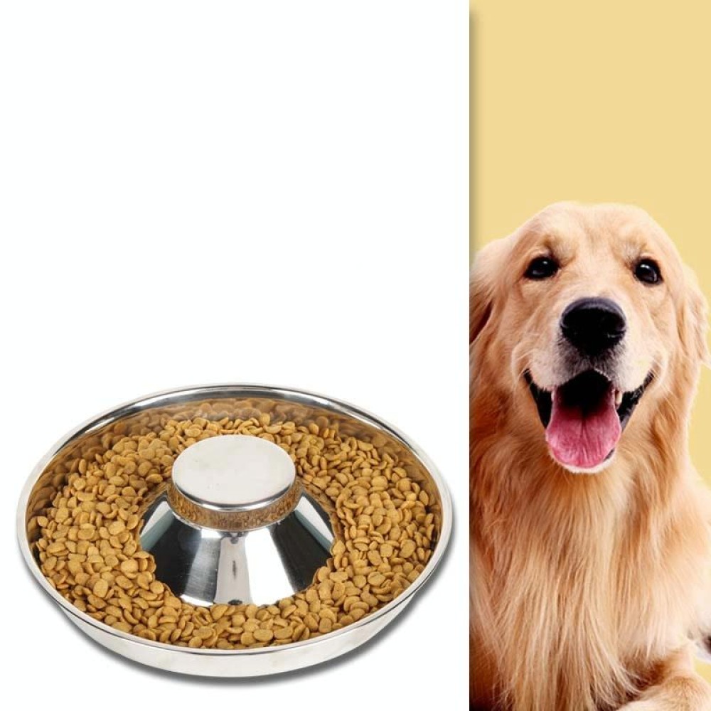 Pet Dog Food Bowl Dog Food Bowl Stainless Steel Slow Food Bowl Pet Supplies, Size:26cm