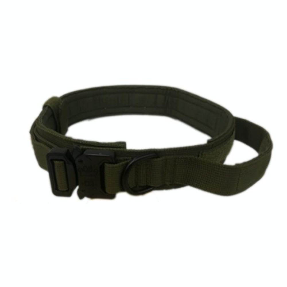 Nylon Thickened Large And Medium-Sized Dog Traction Collar Pet Collar, Size:M(Army Green)