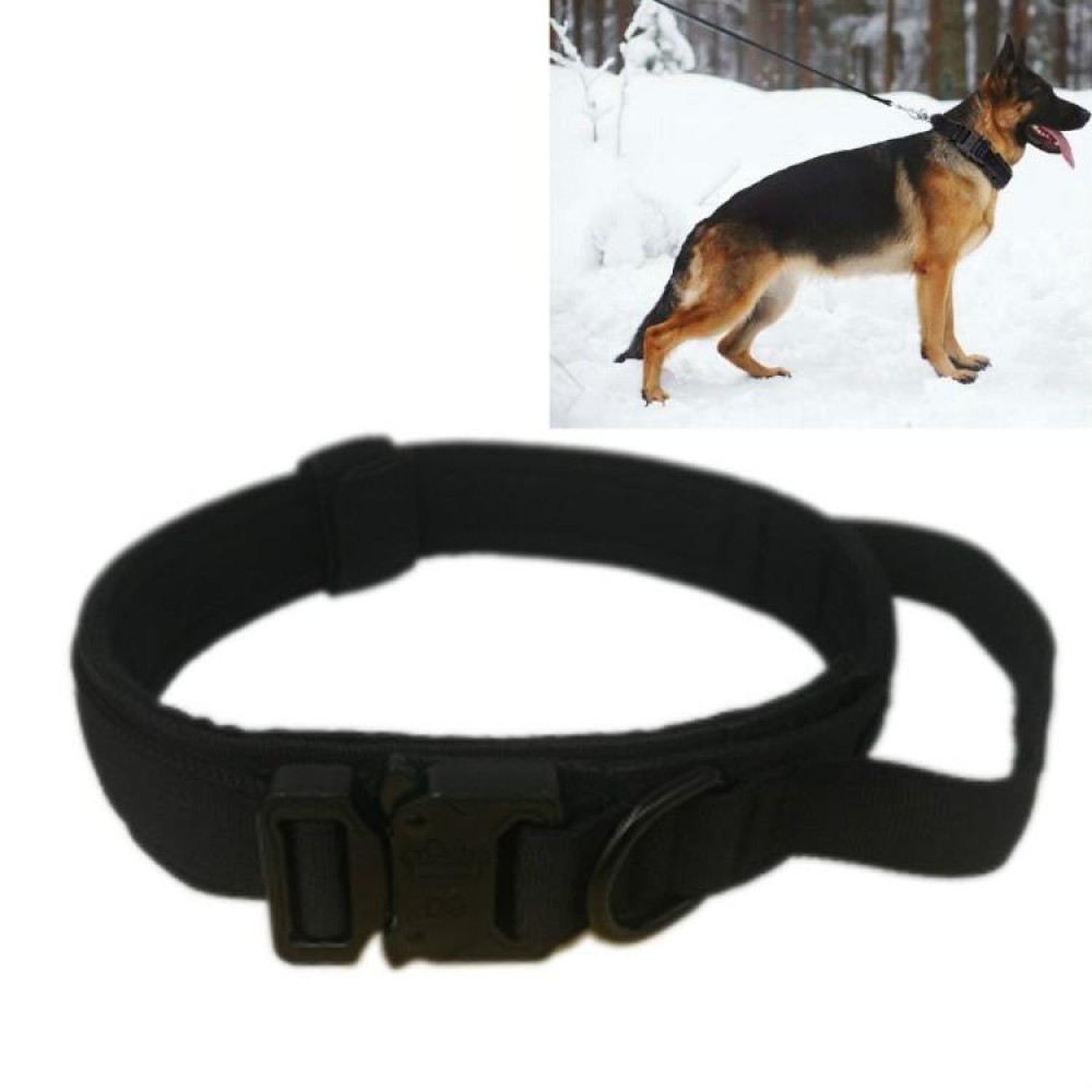 Nylon Thickened Large And Medium-Sized Dog Traction Collar Pet Collar, Size:L(Black)