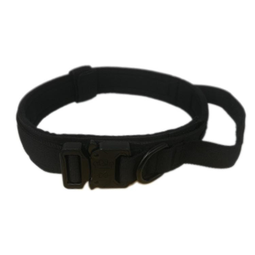 Nylon Thickened Large And Medium-Sized Dog Traction Collar Pet Collar, Size:L(Black)