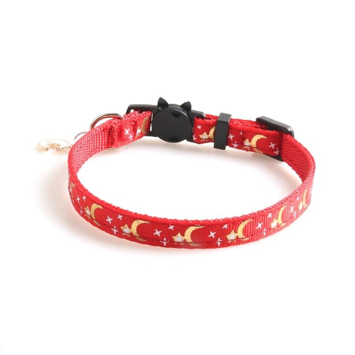 Pet Collar Webbing Cat Collar Star Moon with Pendant, Size:1x28cm(Red)